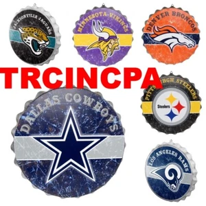 NFL Metal Distressed Bottle Cap Wall Sign-Pick Your Team - Picture 1 of 33