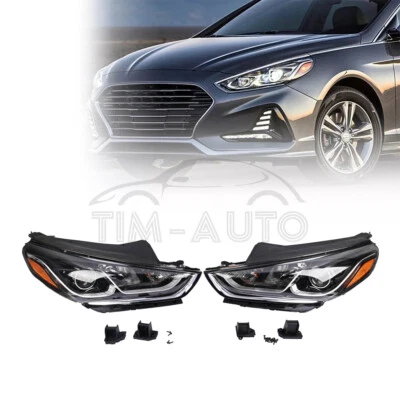 For 2018 2019 Hyundai Sonata Halogen Headlight Assembly Left Right Pair w/ Bulb - Image 1 of 4
