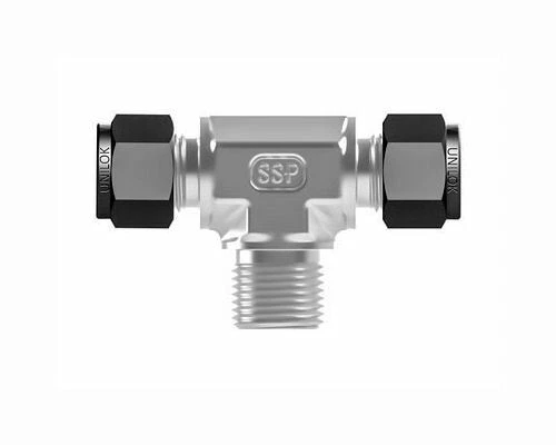 3/8" x 3/8" Tube x 1/4" MNPT  Branch Tee Fitting 316s SSP Unilok ISSU6MBT4 - Image 1 of 1