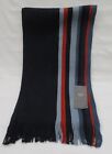 MEN'S MARKS AND SPENCER NAVY BLUE AND TAN STRIPED SCARF WITH TASSELS ONE SIZE