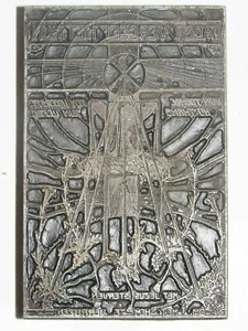 08G3 ANCIEN RARE GRAND TAMPON PLAQUE MATRICE IMPRIMERIE RELIGIEUX MISSEL BELGE - Picture 1 of 2