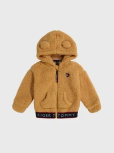 Tommy Hilfiger Girls Little Kids Sherpa Zip Hoodie Med Brown Size 6 - Picture 1 of 1