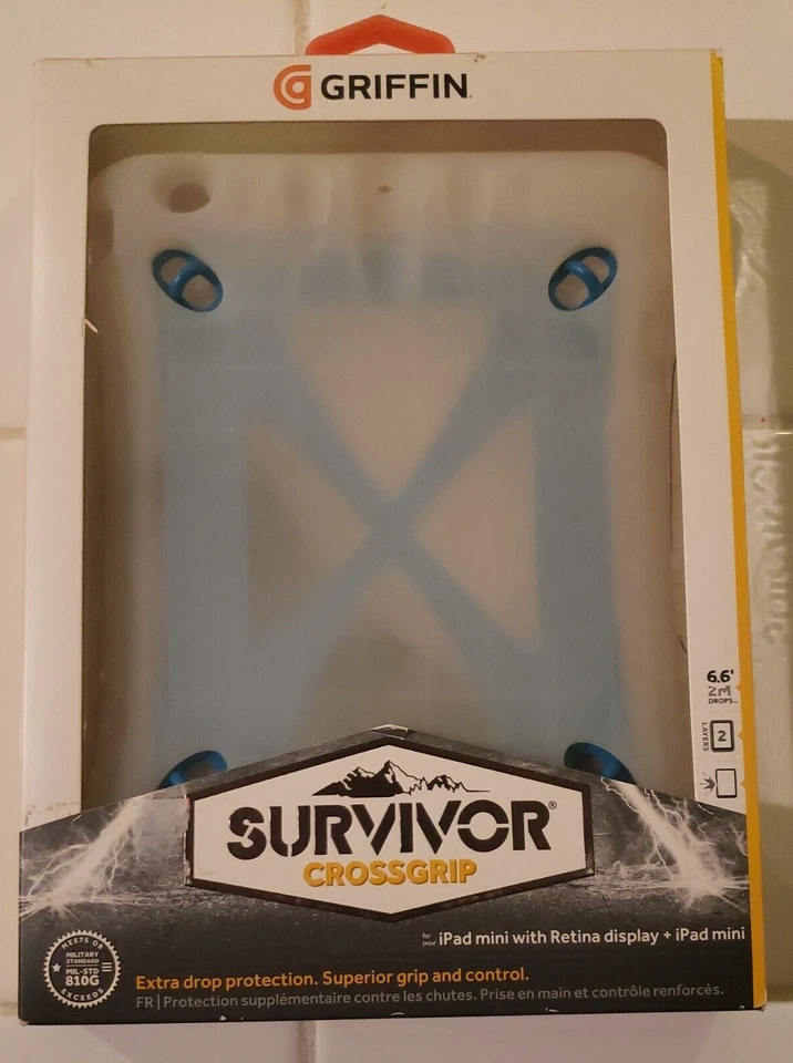 Griffin Clear/Blue Survivor CrossGrip Silicone Case for iPad mini - Image 1 of 4
