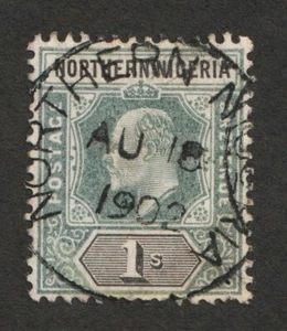 1902 Northern Nigeria Sc#16 - One Shilling, KEVII - Used SOTN Cv$8.50 - Picture 1 of 1