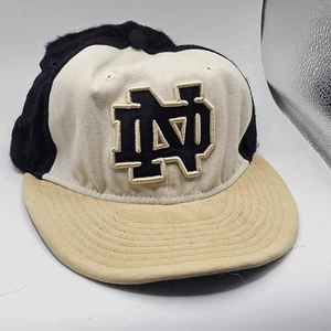 Notre Dame New Era 59FIFTY Fitted Size 7 1/4 Hat Cap Blue Gold Ivory Wool Blend - Picture 1 of 9