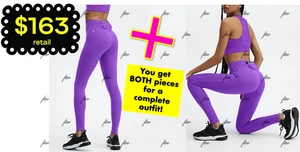 FABLETICS OUTFIT TRINITY SET LEGGINGS + REGGISENO SPORTIVO MOLTO BERRY MOTION 360 LOTTO ~ S - Foto 1 di 18