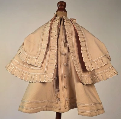 JUEGO DE VESTIDO DE 3 PIEZAS DE LANA DE ESTAMBRE RUBIA DE LA GUERRA CIVIL DE 1860 CON FORRO DE SEDA ACOLCHADO ROSA Foto 1 de 4