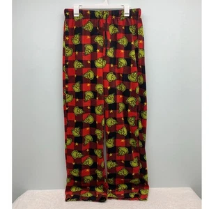 The Grinch Adults Large Sleep Pants Red/Black Plaid Stars Lounge Pants Dr. Seuss - Picture 1 of 6