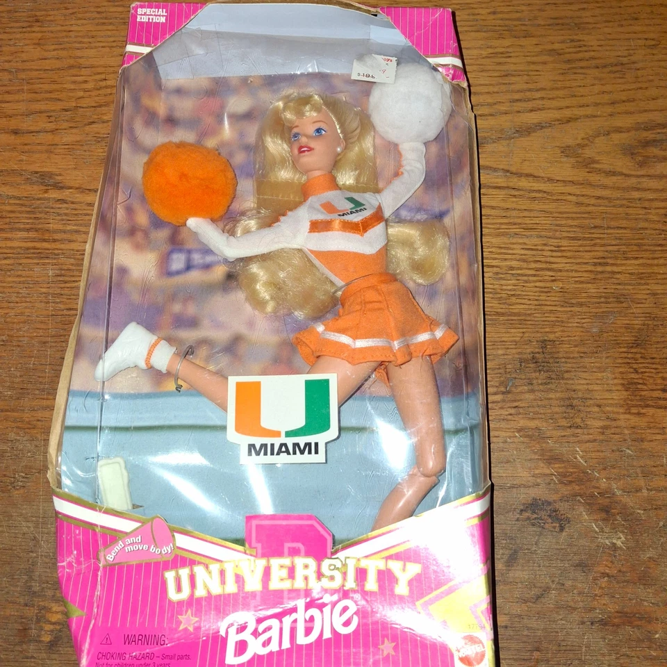 University Barbie by Mattel Cheerleader 1996 University of Miami 12" damaged box - Image 1 of 1