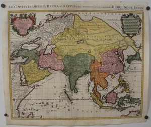 ASIAN CONTINENT 1694 JAILLOT UNUSUAL ANTIQUE ORIGINAL COPPER ENGRAVED MAP - Picture 1 of 1