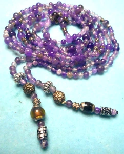 Handwerk Flourit Amethyst Quarz lange Wickelkette 58" - Bild 1 von 6
