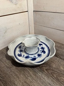 Robert Fishman Pottery Hand Thrown Chip Dip One Piece Plate Platter Appetizers - Picture 1 of 9