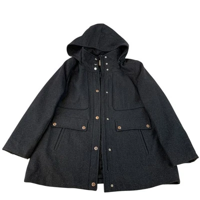 Abrigo de guisante con capucha mezcla de lana náutica cremallera completa para mujer talla XL gris carbón Foto 1 de 4