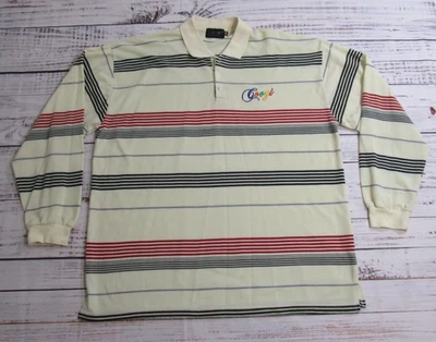 De Colección Y2K COOGI Crema Blanco Negro Rojo Gris Rayas Manga Larga Polo Para Hombres 3XL Foto 1 de 4