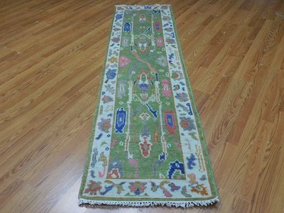 Alfombra turca Oushak, alfombra moderna multicolor, alfombra bohemia hecha a mano 2,2 x 8,1 pies Foto 1 de 4