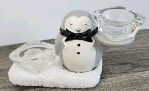 Yankee Candle Christmas Penguin Double Tealight Candle Holder Winter - Picture 1 of 6