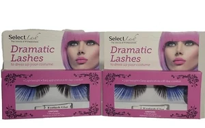 Select Lash Dramatic Black Blue 2 Pack Set Cosplay Costume Lashes New - Picture 1 of 3
