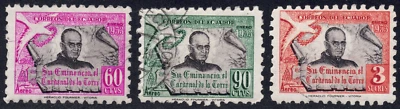 1954 Ecuador - SC# C253-C255 - F -1st Anniv. of the Elevation of Archbishop-Used - Image 1 of 2