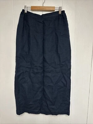 Eskandar Thai Skirt In Italian Heavyweight Linen Dark Navy Blue Size 0 - Image 1 of 4