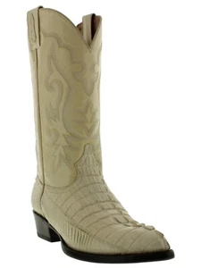 Para Hombres Vestido de Vaquero Botas Blancas Cola de Cocodrilo Piel Bota Rodeo Talla 8, 8.5, 9 - Imagen 1 de 7