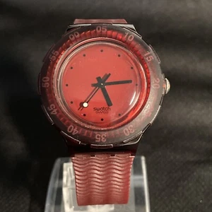 Swatch Swiss Maroon Original New Battery Works Analog VTG 38mm - Picture 1 of 23