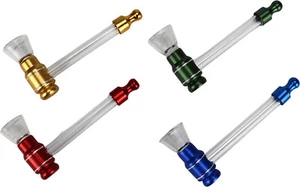 12 X Métal Pipe en Verre - 100 MM - 4 Couleurs Chaque 3 X - Picture 1 of 1