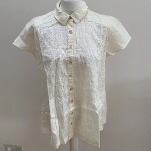 Anthropologie Pilcro Charli gesmockte Metallic-Fadenbluse. Elfenbein/Silber. Klein - Bild 1 von 4