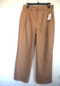 Tan Brown Twill Wide Leg Trouser Pants Pleated FrontWoman's Size 6 / 30 in NWT - Picture 1 of 9