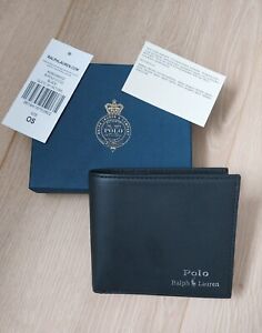 Polo Ralph Lauren Genuine Leather Black Wallet Mens Card Holder Coin Pocket