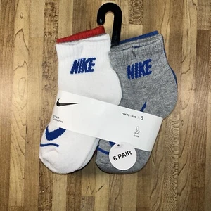 6 pares de calcetines Nike al tobillo rojos blancos grises azules talla 7c-10c - Imagen 1 de 3