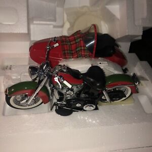 Franklin Mint Harley Davidson 2002 Christmas Duo Glide/Sidecar New In Box