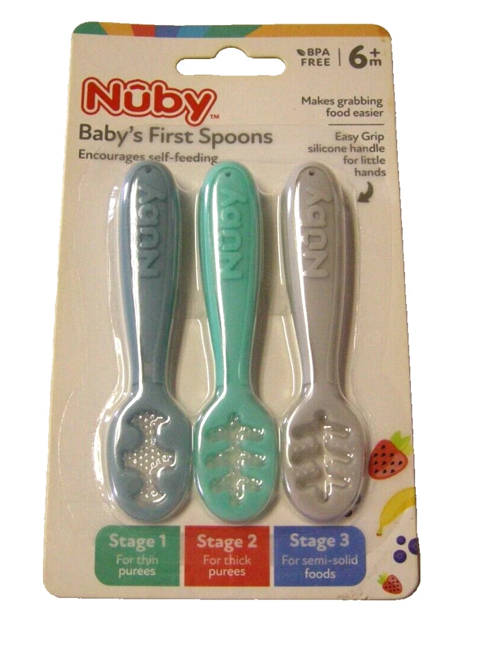 Nuby Baby's First Spoons, 6 Months +, 3 pack, BPA Free, Brand New - Image 1 of 1