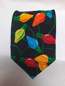 Christmas Light Silk Tie Addiction MultiColored Lights Made In Korea 60in - Picture 1 of 3