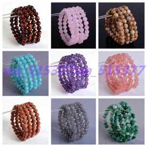 Wholesale 4Pcs 6/8/10mm Natural Multicolor Crystal Gems Stretchy Bracelet 7.5 In - Picture 1 of 42