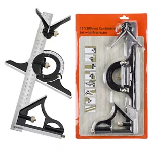 3 In 1 Square Angle Ruler Set Adjustable Combination Right Angle Ruler Measuring - Picture 1 of 12