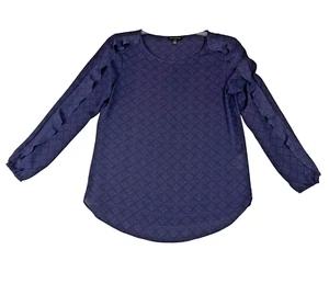 Banana Republic Top Womens Small Purple Geometric Pullover Ruffles Long Sleeve - Picture 1 of 6