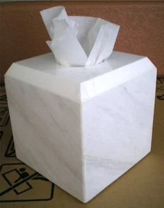 Tissue Box Cover Holder True Natural Marble Tissue Holder Natural White Jazz - Picture 1 of 4