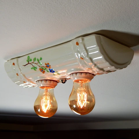 Antique Porcelain / Ceramic 1920s Flush Mount Ceiling Light Fixture Cover