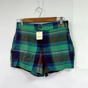 Pantalones cortos a cuadros Free People Isla. Azul/verde. UK 6 Nuevo con etiquetas. - Imagen 1 de 4