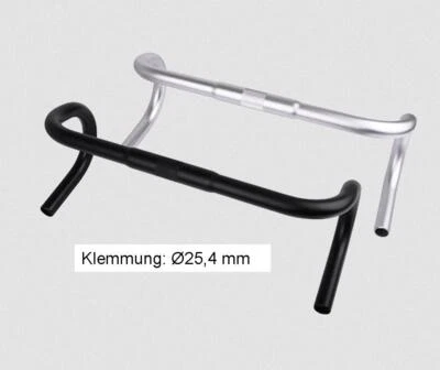 Ergo Alu Rennrad Lenker Road race lenker 420mm 25,4 mm Schwarz Silber 302g - Bild 1 von 4