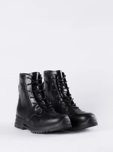 $420 Designer Rare DIESEL Men's D&G Lace Up Ankle Leather Black Boot 9 - Picture 1 of 12