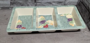 Pfaltzgraff Jamberry 14.5" 3 Section Server Divided Serving Bowl Dish Tray Fruit - Picture 1 of 9