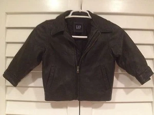 Gap Kids Boys XXS Faux Leather BLACK Bomber Aviator Motorcycle Jacket - Picture 1 of 5