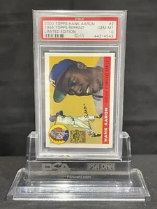 2000 Topps Limited Edition Hank Aaron Card #2 (1955 Topps) PSA 10 (POP 18) - Bild 1 von 2