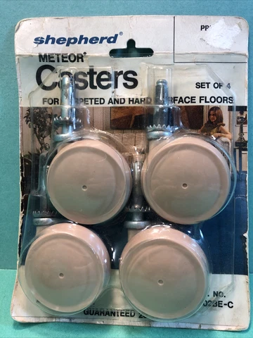 Shepherd Plastic Casters 2 1/4" BEIGE Meteor Stem & socket type MCM Vtg NOS Cover