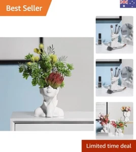 Ceramic Face Vase White Flower Vase for Decor, Female Face Vase Art, Modern D... - Picture 1 of 10