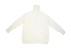 J.Crew Sweater Womens Medium Ivory Turtleneck Cotton Cashmere Ribbed Pullover - Picture 1 of 12