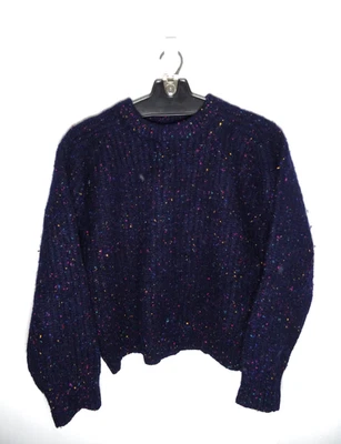 Vintage Gap Wool Sweater Women Large 90s Speckled Ribbed Cropped Baggy Knit Blue - Image 1 of 3