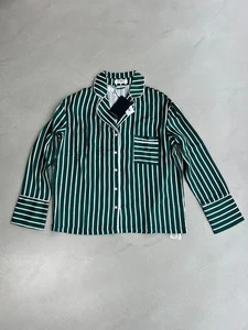 Anthropologie 4th & Reckless Noelle Pyjama-Shirt.  Grün/weiß gestreift.  XS. - Bild 1 von 7