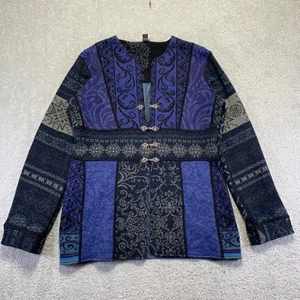 Tey Art Inc. Womens Alpaca Sweater Medium Purple Black Hand Made Reversible Peru - Picture 1 of 14